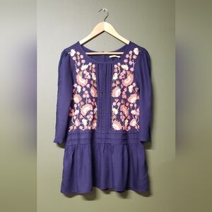 Floreat Women's Blouse Embroidered Eyelet Floral Size 6 Blue Fairy Flowy Boho